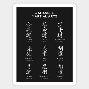 Japanese Martial Arts Chart, Black Sticker